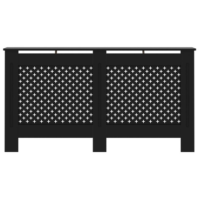 Osłona na kaloryfer, czarna, 152x19x81,5 cm, MDF