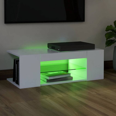 vidaXL Szafka pod TV z oświetleniem LED, biała, 90x39x30 cm