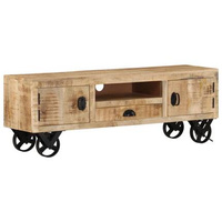 vidaXL Szafka pod TV na kółkach, 110x30x37 cm, surowe drewno mango