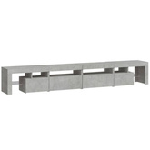 Szafka pod TV z oświetleniem LED, szarość betonu, 260x36,5x40cm vidaXL