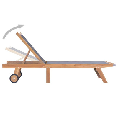 vidaXL Składane leżaki z kółkami, 2 szt., drewno tekowe i textilene