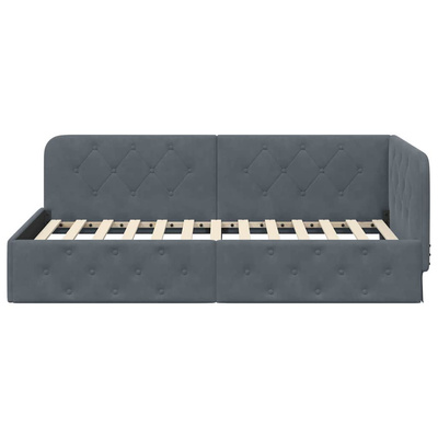 Rama łóżka narożnego Ciemnoszary 90 x 190 cm Aksamit