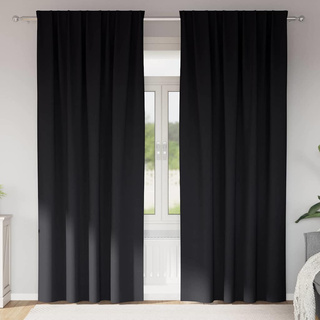 Firany blackout z kółkami 2 pcs Czarny 260 x 140 cm Poliester