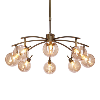 Lentini lampa wisząca patynowy 8x40w g9 klosz bursztynowy