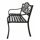 Ławka Ogrodowa Taras Ogród Park Metalowa Oparcie Zdobiona Czarna 127 cm