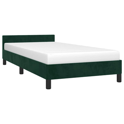 vidaXL Rama łóżka z zagłówkiem, ciemnozielona, 90x190 cm, aksamitna model standard
