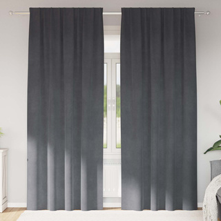 Zasłony zaciemniające 2 pcs Jasnoszary 140 x 225 cm Aksamit