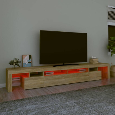 Szafka pod TV z oświetleniem LED, dąb sonoma, 260x36,5x40 cm vidaXL
