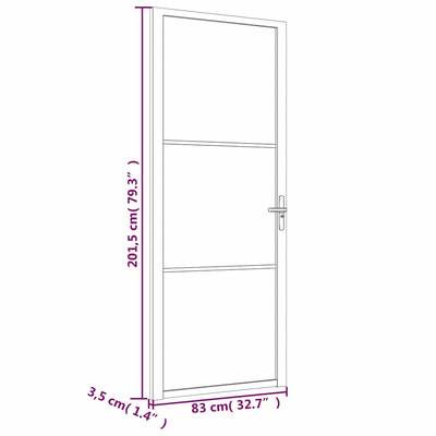 vidaXL Drzwi wewnętrzne, 83x201,5 cm, czarne, szkło ESG i aluminium