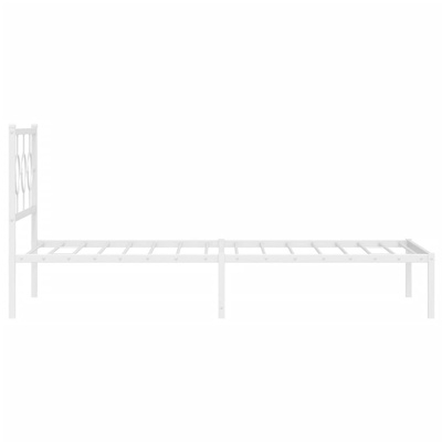 Metalowa rama łóżka z wezgłowiem i zanóżkiem, biała, 107x203 cm