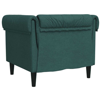 Fotel Chesterfield, ciemnozielony, obity tkaniną