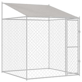 Klatka dla psa z dachem srebrny 200 x 200 x 258 cm Stal i PE