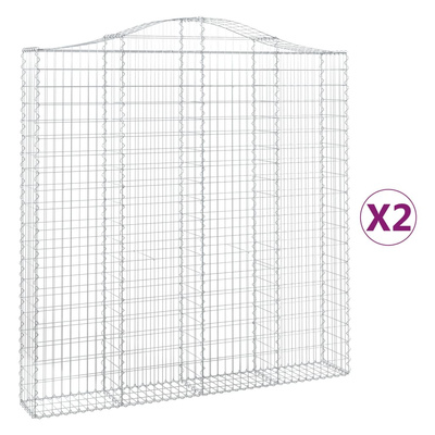 Kosze gabionowe, 2 szt, 200x30x200/220 cm, galwanizowane żelazo