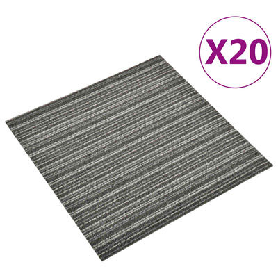 Dywan 20 pcs Antracytowy w paski 50 x 50 cm 100% polipropylen