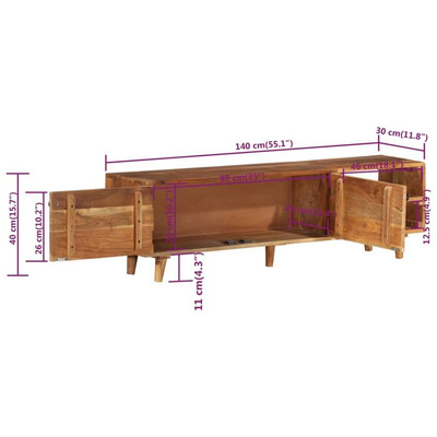 vidaXL Szafka pod TV, akacja w miodowym kolorze, 140x30x40 cm