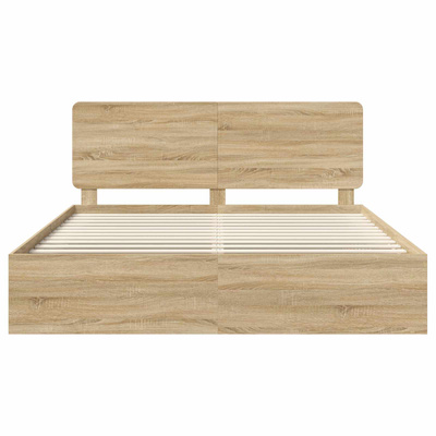 Ramka łóżka dąb Sonoma 200 x 200 cm Lite drewno sosnowe