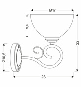 Kinkiet Horizon szklany z białym kloszem metalowy brązowy lampa ścienna