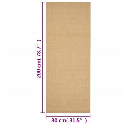 vidaXL Dywanik, naturalny sizal, 80x200 cm