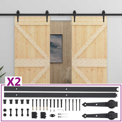 Drzwi przesuwne 2 szt. 90 x 210 cm Lite drewno sosnowe