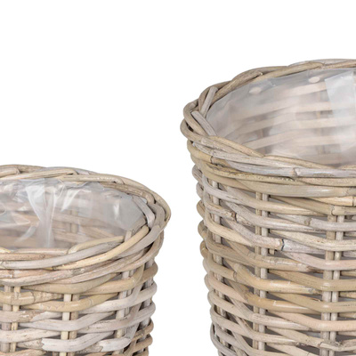 Kosz na rośliny 2 szt. Naturalna szarość Rattan Kubu