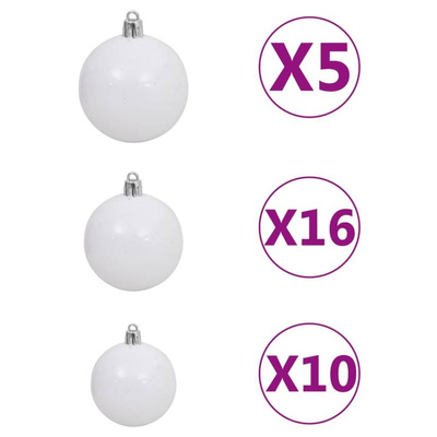 Sztuczna choinka z lampkami i bombkami, L, 240 cm, zielona vidaXL