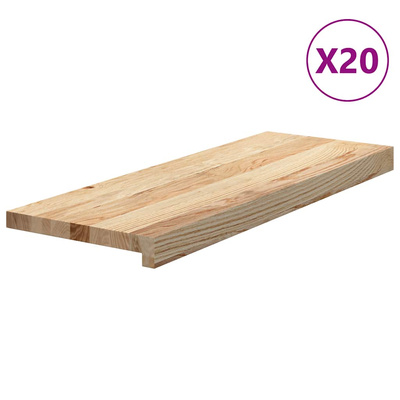 Stopnie schodowe, 20 szt. surowe 70x25x2cm lite drewno dębowe