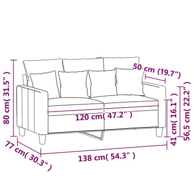 Sofa 2-osobowa, kremowy, 120 cm, tapicerowana aksamitem