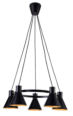 Lampa wisząca More czarno-złota metalowa 5-płomienna do salonu