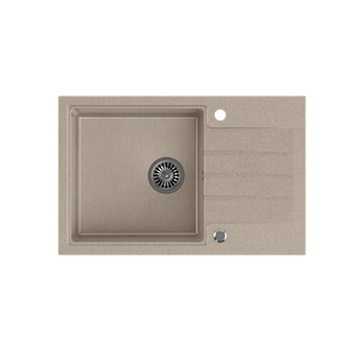 PETER 111 GraniteQ zlewozmywak granitowy river sand (beżowy) 1-komorowy z/o (78x50x20) z syfonem i zaślepką