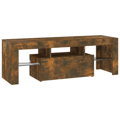 Szafka pod TV z oświetleniem LED, przydymiony dąb, 120x35x40 cm vidaXL