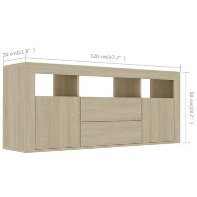 vidaXL Szafka pod TV, dąb sonoma, 120x30x50cm, materiał drewnopochodny