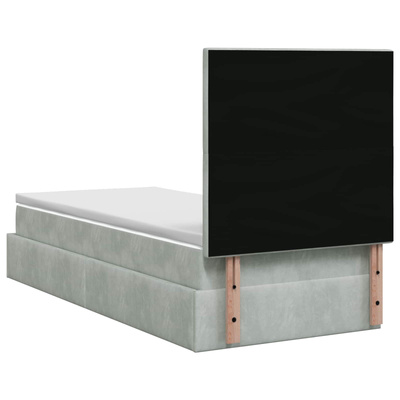 Łóżko ottoman z materacem jasnoszary 80 x 200 cm Welur