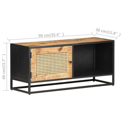 vidaXL Szafka pod TV, 90x30x40 cm, drewno mango i naturalna trzcina