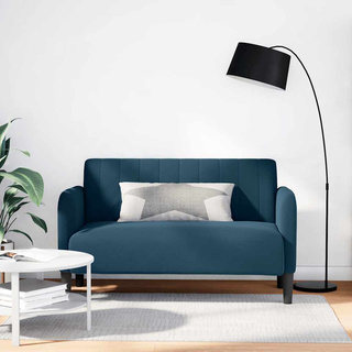 Sofa dwuosobowa niebieska 109 cm aksamitna
