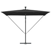 Parasol plażowy Czarny 294 x 200 x 270 cm Poliester i aluminium
