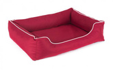 Legowisko dla psa Sofa Valencia Standard w kolorze czerwonym z białym wykończeniem Rozmiar: M - 80 x 60 cm