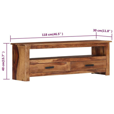 vidaXL Szafka pod TV, 118x30x40 cm, lite drewno sheesham