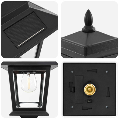 Zestaw Lamp Post with LED Bulb 2 szt. Czarny 16 x 16 x 156 cm