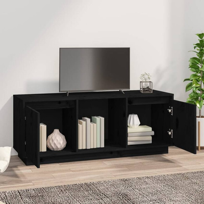 vidaXL Szafka pod TV, czarna, 110,5x35x44 cm, lite drewno sosnowe