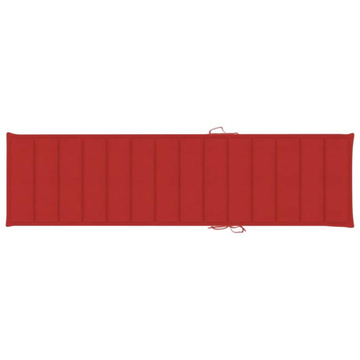 vidaXL Leżak z czerwoną poduszką, lite drewno tekowe