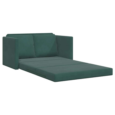 Sofa podłogowa 2-w-1, ciemnozielona, 122x204x55 cm, aksamit