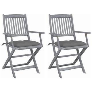 vidaXL Składane krzesła ogrodowe, 2 szt., z poduszkami, akacjowe