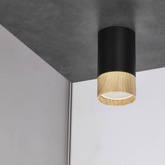 Punktowa oprawa sufitowa natynkowa JUNA Black, czarna z drewnianym pierścieniem,GU10, IP20, EDO777653 EDO Solutions