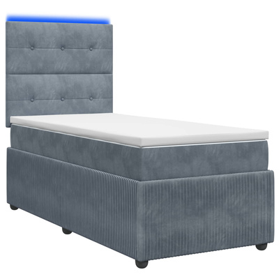 Łóżko z box spring LED z materacem ciemnoszary 90 x 200 cm