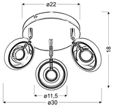 Lampa sufitowa plafon 3X6W LED chrom 3000K CELT 98-62024