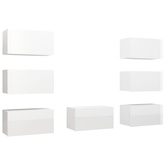 vidaXL Szafki telewizyjne, 7 szt., wysoki połysk, białe, 30,5x30x60 cm