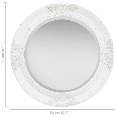vidaXL Lustro ścienne w stylu barokowym, 50 cm, białe