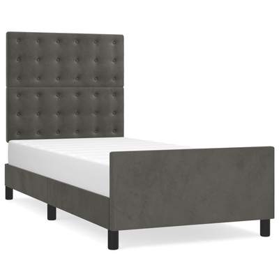 vidaXL Rama łóżka z zagłówkiem, ciemnoszara, 80x200 cm, aksamitem model standard