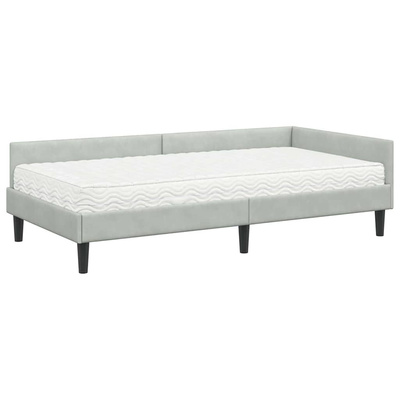Rama Łóżka Narożnego z Materacem 2 szt. Jasnoszary 90 x 190 cm