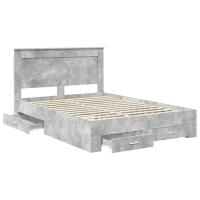 Ramka łóżka Betonowy szary 150 x 200 cm Drewno inżynieryjne